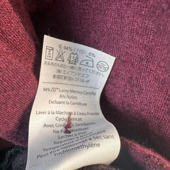 Ibex Reese Cardigan Sweater‎ S Cranberry Red Merino Wool Blend Foldover Collar - Picture 8 of 8